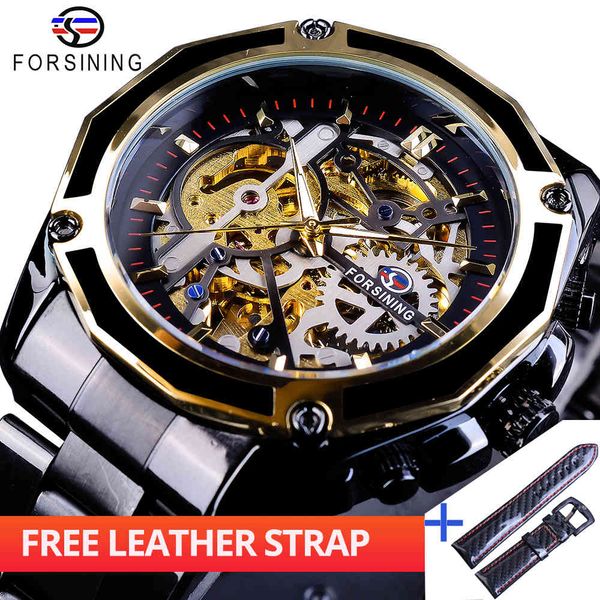 forsining watches + band set combination steampunk men skeleton black automatic male luxury lighting hands, Slivery;brown
forsining watches + band set combination steampunk men skeleton black automatic male luxury lighting hands, Slivery;brown
