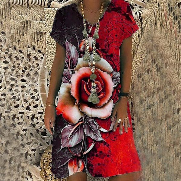 summer fashion rose print womens dress short sleeved v neck loose casual midi plus size vacation beach, Black;gray
summer fashion rose print womens dress short sleeved v neck loose casual midi plus size vacation beach, Black;gray