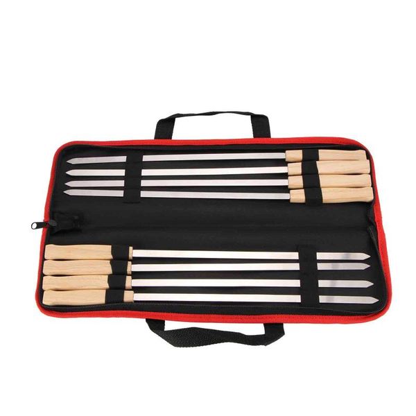 8pcs set bbq tools stainless steel needles flat barbecue sticks roasting forks with oxford cloth storage bag for travel water bottle
8pcs set bbq tools stainless steel needles flat barbecue sticks roasting forks with oxford cloth storage bag for travel water bottle