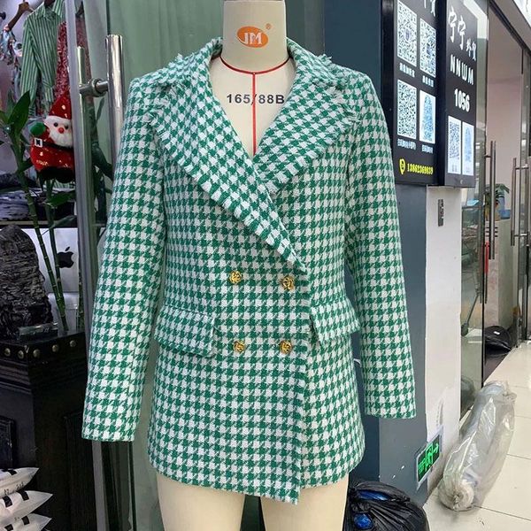 women's suits & blazers 2021 green houndstooth blazer autumn notch collar double-breasted jacket check, White;black
women's suits & blazers 2021 green houndstooth blazer autumn notch collar double-breasted jacket check, White;black