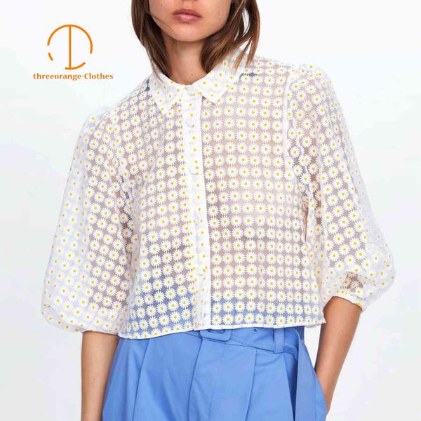 white tulle blouse women see through sun flower print single breasted turndown collar lantern sleeve summer casual blouse blusas 210420
white tulle blouse women see through sun flower print single breasted turndown collar lantern sleeve summer casual blouse blusas 210420