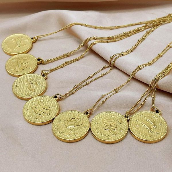 pendant necklaces 12 twelve constellation round coin necklace pattern symbol titanium steel gold plated, Silver
pendant necklaces 12 twelve constellation round coin necklace pattern symbol titanium steel gold plated, Silver