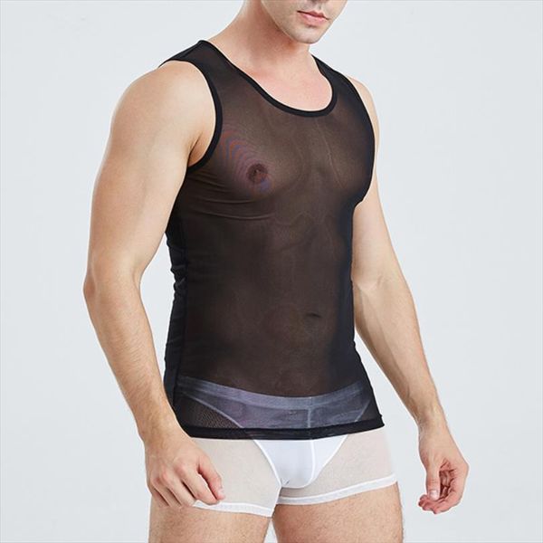 men summer sheer mesh mens tank club see through fishnet slim fit vest male gym muscle tanks tee, White;black
men summer sheer mesh mens tank club see through fishnet slim fit vest male gym muscle tanks tee, White;black