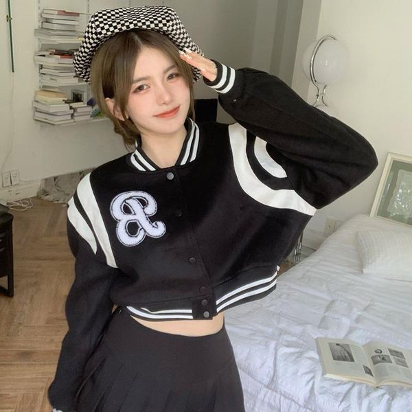 women's jackets ins aesthetic streetwear letter appliques button contrasting short casual baseball uniform korean coats women jacket au, Black;brown
women's jackets ins aesthetic streetwear letter appliques button contrasting short casual baseball uniform korean coats women jacket au, Black;brown