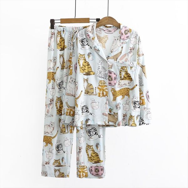 Pajamas Autumn Cute Cat Home Women Sleepwear Clothes Cotton Silk Loose And Comfortable Ladies Pijamas Animal Print Set, Black;red
Pajamas Autumn Cute Cat Home Women Sleepwear Clothes Cotton Silk Loose And Comfortable Ladies Pijamas Animal Print Set, Black;red