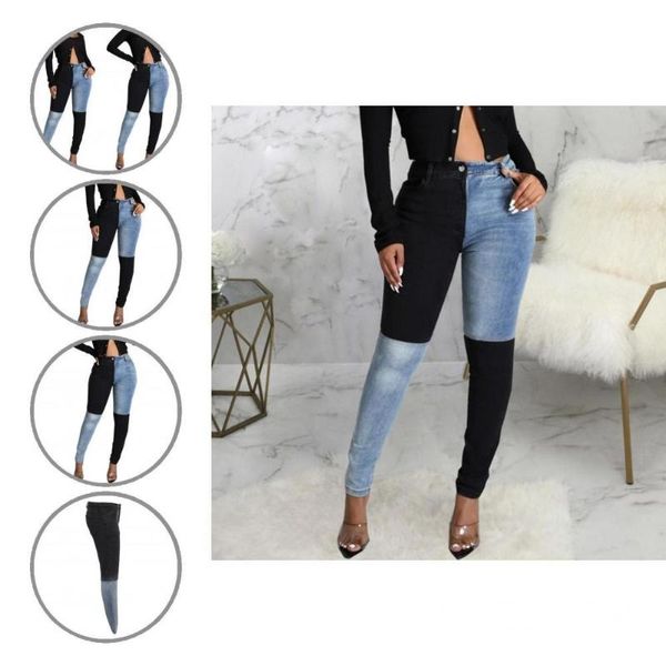 women's jeans with pockets contrast color women plus size slim all match accessory, Blue 
women's jeans with pockets contrast color women plus size slim all match accessory, Blue