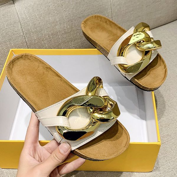 2021 women slipper fashion big gold chain sandals shoes woman round toe slip on mules flat heel casual slides flip flops, Black
2021 women slipper fashion big gold chain sandals shoes woman round toe slip on mules flat heel casual slides flip flops, Black