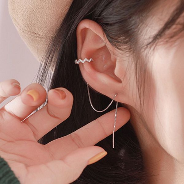 1 pc ear clip long tassel earrings for women 2020 zircon ear cuff earring ear line fashion jewelry gift, Golden;silver
1 pc ear clip long tassel earrings for women 2020 zircon ear cuff earring ear line fashion jewelry gift, Golden;silver