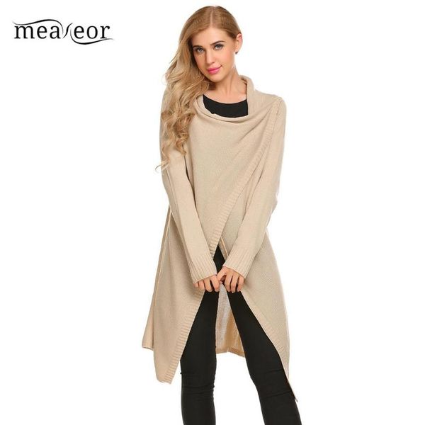 women's sweaters meaneor solid women cardigan cowl neck casual autumn outwear asymmetrical slim long sleeve knitted cardigans coat, White;black
women's sweaters meaneor solid women cardigan cowl neck casual autumn outwear asymmetrical slim long sleeve knitted cardigans coat, White;black