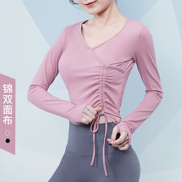 tees t-shirt adjustable length yoga long sleeve v-neck women's sports autumn winter fitns running tight short t-shirt, White
tees t-shirt adjustable length yoga long sleeve v-neck women's sports autumn winter fitns running tight short t-shirt, White