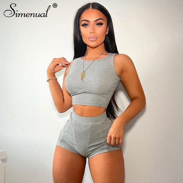 women's tracksuits simenual casual sportswear athleisure two piece sets solid crop and shorts sleeveless matching set for women summer, Gray
women's tracksuits simenual casual sportswear athleisure two piece sets solid crop and shorts sleeveless matching set for women summer, Gray