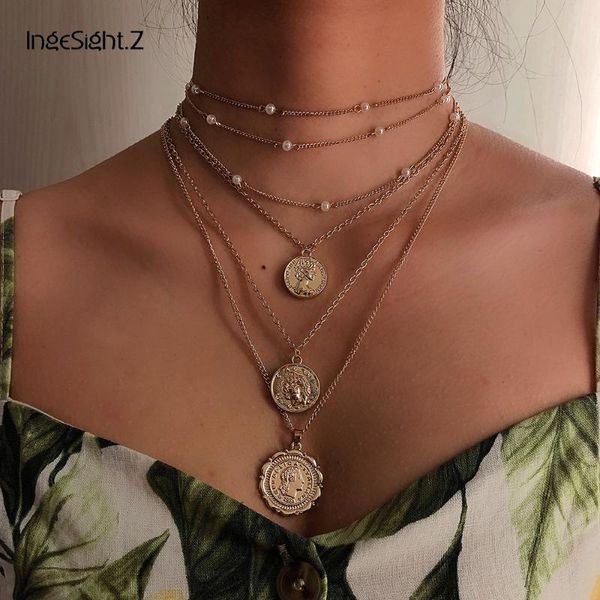 pendant necklaces ingesight.z 4pcs/set multi layered carved coin human head necklace punk imitation pearl choker collar jewelry, Silver
pendant necklaces ingesight.z 4pcs/set multi layered carved coin human head necklace punk imitation pearl choker collar jewelry, Silver