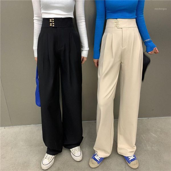 women's pants & capris women solid color wild straigh wide leg female thin loose trousers spring korean fashion high waist casual long, Black;white
women's pants & capris women solid color wild straigh wide leg female thin loose trousers spring korean fashion high waist casual long, Black;white