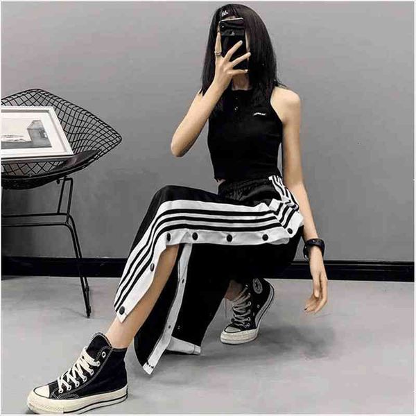 spring summer solid wild straight wide leg pants female korean joggers sweatpants black high waist side stripe casual pants, Black;white
spring summer solid wild straight wide leg pants female korean joggers sweatpants black high waist side stripe casual pants, Black;white