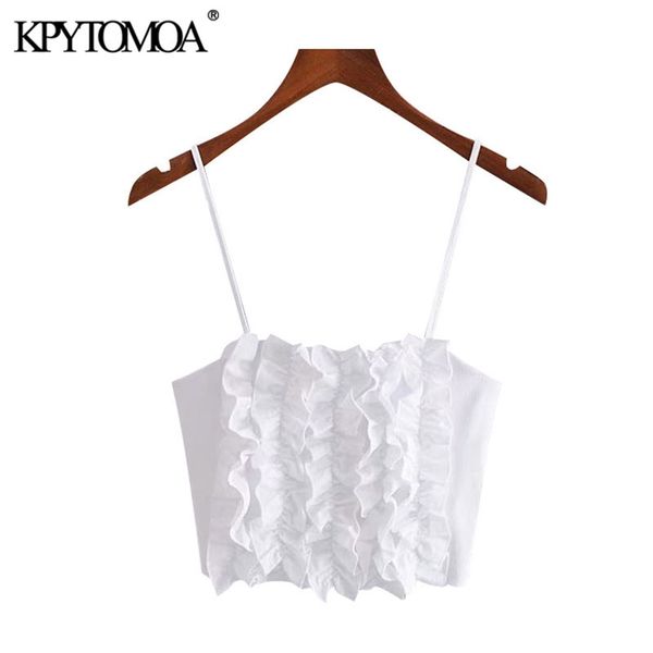 women fashion ruffled cropped blouses vintage backless thin straps female shirts blusas chic 210420, White
women fashion ruffled cropped blouses vintage backless thin straps female shirts blusas chic 210420, White