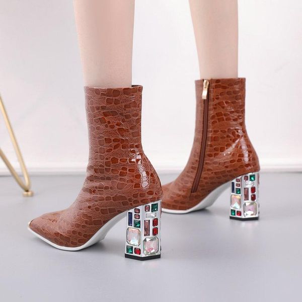 boots 2021 fashion metal square toe women crystal high heel ankle pu leather autumn winter ladies shoes, Black
boots 2021 fashion metal square toe women crystal high heel ankle pu leather autumn winter ladies shoes, Black