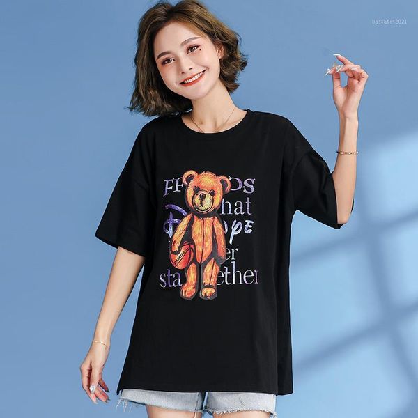 women's t-shirt summer 2021 medium and long 100% cotton printed bf style, White
women's t-shirt summer 2021 medium and long 100% cotton printed bf style, White