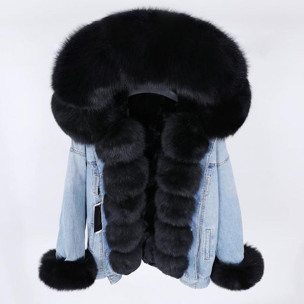 women's fur & faux winter jacket is made of natural fur, large with denim collar, loose fit, elegant, warm and removable lining, Black
women's fur & faux winter jacket is made of natural fur, large with denim collar, loose fit, elegant, warm and removable lining, Black