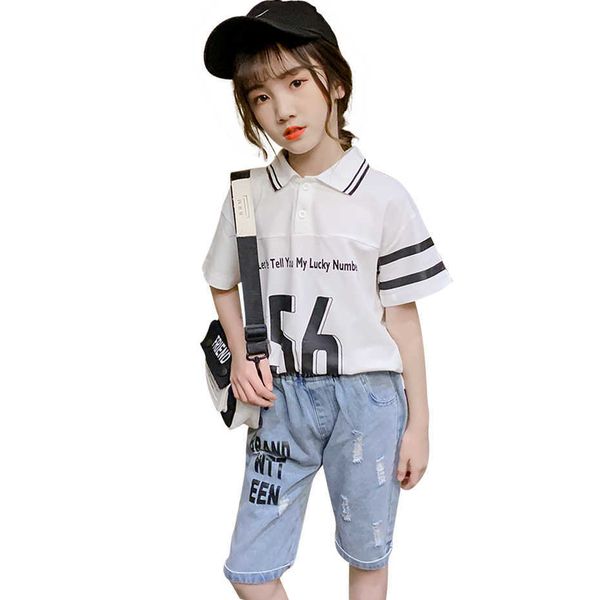 kids clothes girls letter tshirt + denim short clothing for summer tracksuit casual style 210528, White
kids clothes girls letter tshirt + denim short clothing for summer tracksuit casual style 210528, White
