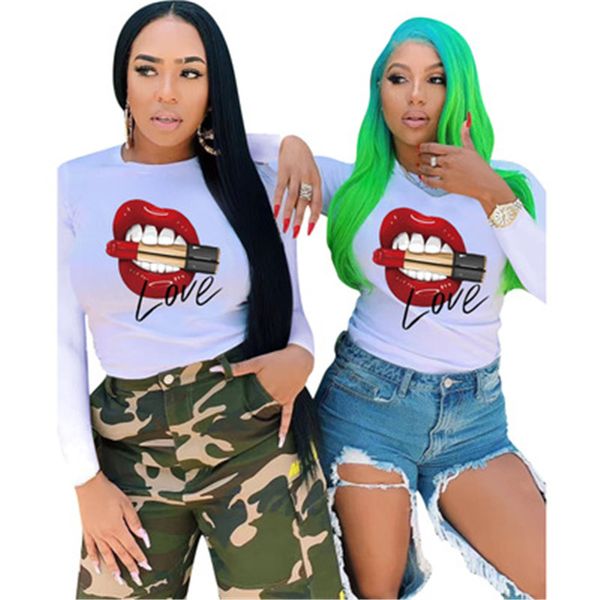 womens lips printing tee t-shirt fashion occident trend loose long sleeve tees designer female round neck casual tshirts, White
womens lips printing tee t-shirt fashion occident trend loose long sleeve tees designer female round neck casual tshirts, White