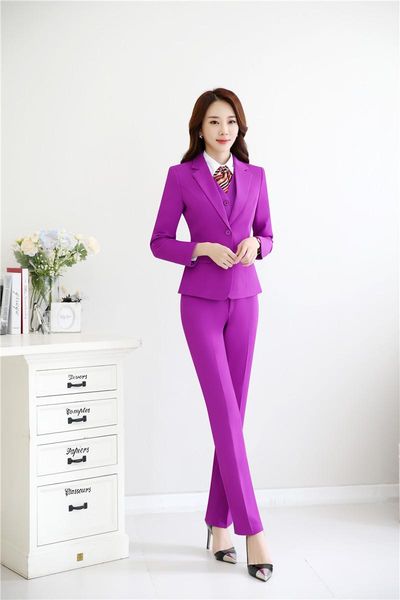 fashion purple fall winter blazers suits with 3 pieces jackets + pants vest & waistcoat for ladies pantsuits women's two piece, White
fashion purple fall winter blazers suits with 3 pieces jackets + pants vest & waistcoat for ladies pantsuits women's two piece, White