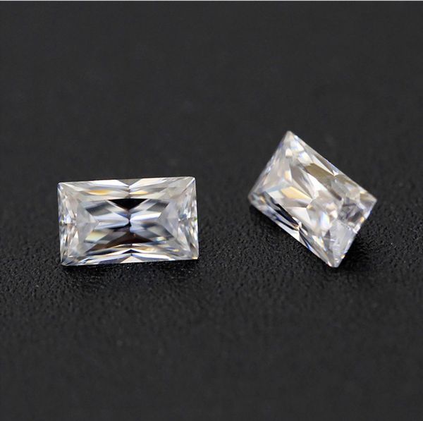 rectangle cut d color moissanite loose diamond with box and certification for rings vvs1 gemstones excellent pass moissantester