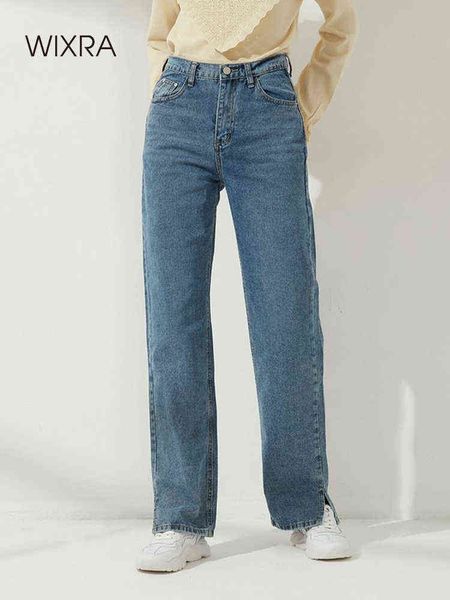 wixra side opening high waist jeans women streetwear straight jean femme blue black 100% cotton cargo denim pants 211129
wixra side opening high waist jeans women streetwear straight jean femme blue black 100% cotton cargo denim pants 211129