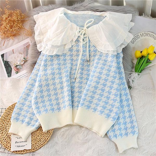 women's sweaters dayifun sweater oversize bird lattice double layer sailor collar drawstring pullover knitted sweet loose batwing long, White;black
women's sweaters dayifun sweater oversize bird lattice double layer sailor collar drawstring pullover knitted sweet loose batwing long, White;black