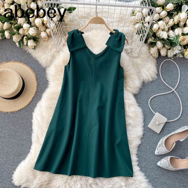 women tank dress v neck sleeveless a line bow es summer sweet short 210512, Black;gray
women tank dress v neck sleeveless a line bow es summer sweet short 210512, Black;gray