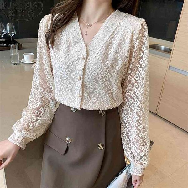 spring korean v-neck elegant plus size embroidered lace mesh blouse women long sleeve floral buttons shirt 13967 210506, White
spring korean v-neck elegant plus size embroidered lace mesh blouse women long sleeve floral buttons shirt 13967 210506, White