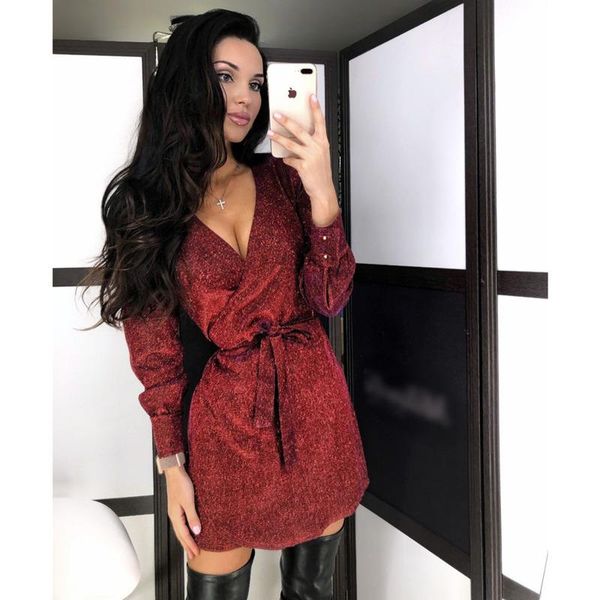 casual dresses flash v-neck long sleeve dress 2021 autumn and winter lace up v--neck party wn*, Black;gray
casual dresses flash v-neck long sleeve dress 2021 autumn and winter lace up v--neck party wn*, Black;gray