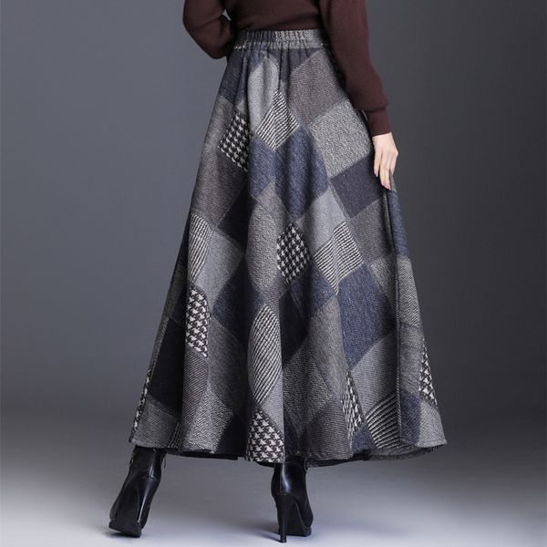 winter warm woolen long skirts for women elastic high waist a-line maxi skirt office lady plaid faldas mujer moda, Black
winter warm woolen long skirts for women elastic high waist a-line maxi skirt office lady plaid faldas mujer moda, Black