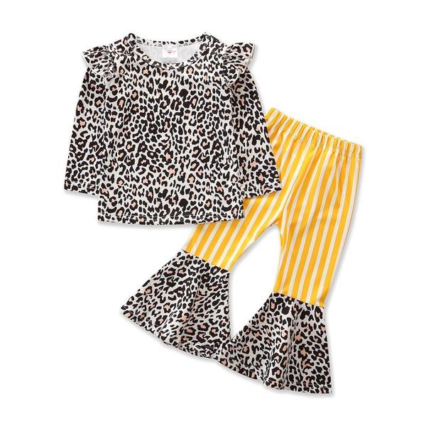 clothing sets 1-6years infant kids girls clothes 2pcs leopard print long sleeve pullover striped flare pants, White
clothing sets 1-6years infant kids girls clothes 2pcs leopard print long sleeve pullover striped flare pants, White