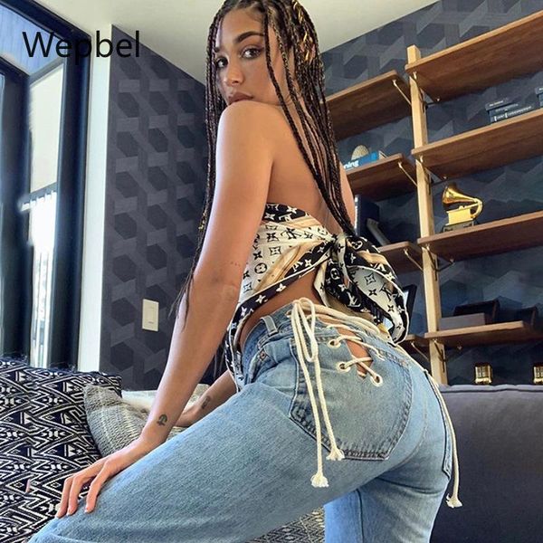 women bandage jeans high waist hollow-out lace-up denim pants loose straight casual female trousers women's, Blue
women bandage jeans high waist hollow-out lace-up denim pants loose straight casual female trousers women's, Blue