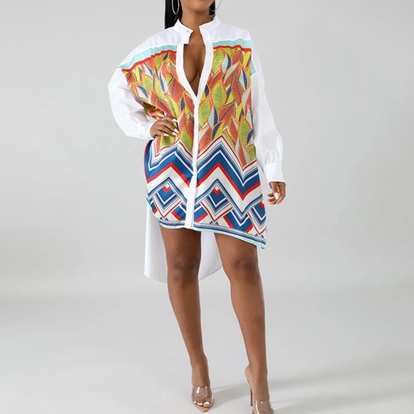 women shirt fashion geometric printed stirching shirts asymmetrical long sleeve casual loose female plus size long blouse 210521, White
women shirt fashion geometric printed stirching shirts asymmetrical long sleeve casual loose female plus size long blouse 210521, White