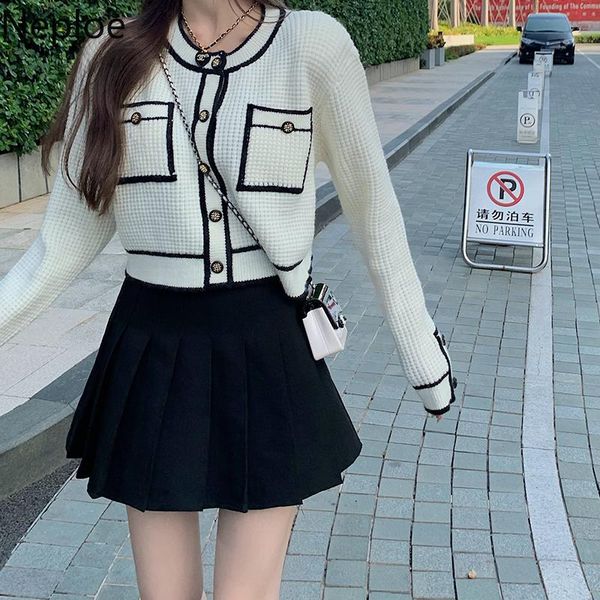 women's knits & tees neploe cropped cardigan fall 2021 women clothing o-neck long sleeve knitting sweater pull femme korean temperamen, White
women's knits & tees neploe cropped cardigan fall 2021 women clothing o-neck long sleeve knitting sweater pull femme korean temperamen, White