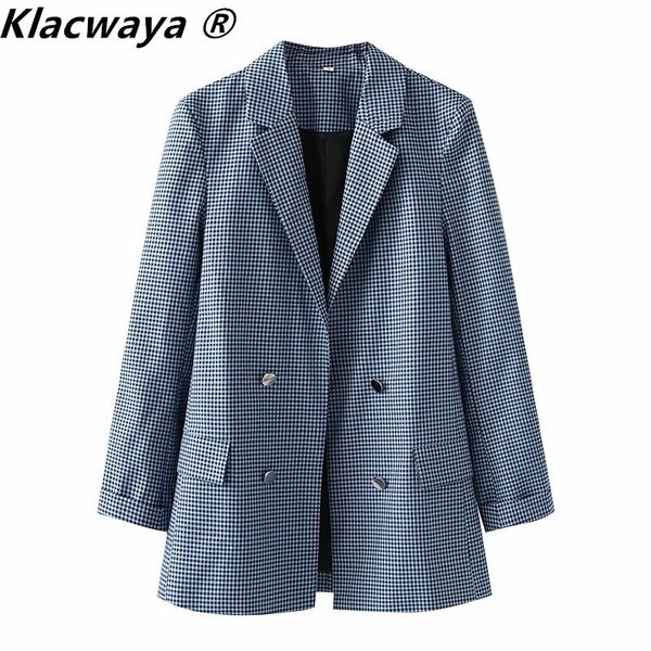 women's suits & blazers klacwaya 2021 woman fashion plaid and jackets double breasted vintage long sleeve casual female outerwear chic, White;black
women's suits & blazers klacwaya 2021 woman fashion plaid and jackets double breasted vintage long sleeve casual female outerwear chic, White;black