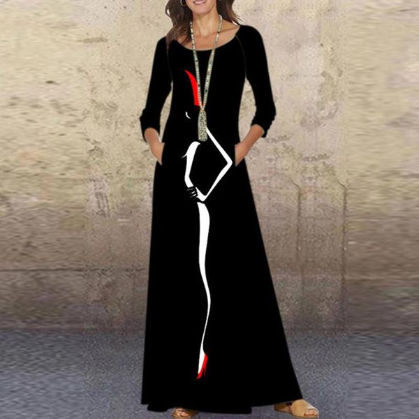 casual dresses elegant women o neck abstract print long ladies sleeve pocket party autumn plus size a-line dress vestidos, Black;gray
casual dresses elegant women o neck abstract print long ladies sleeve pocket party autumn plus size a-line dress vestidos, Black;gray