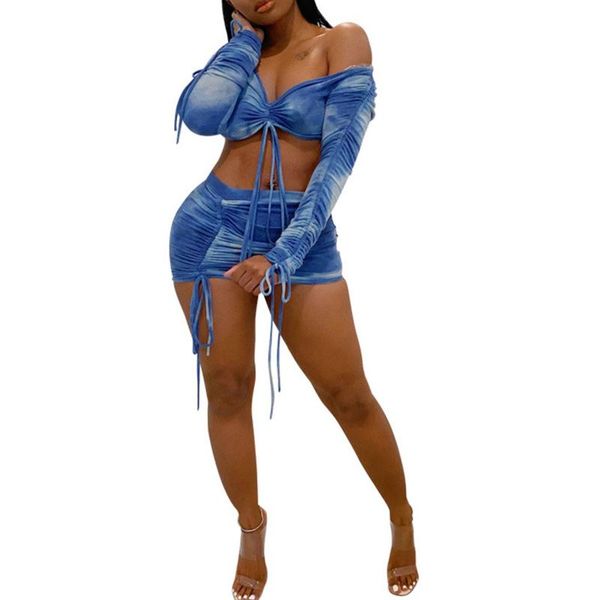 women's tracksuits 2pcs ladies short skirt set, summer unique printing strapless long sleeve lace up crop + ruched mini kit, Gray
women's tracksuits 2pcs ladies short skirt set, summer unique printing strapless long sleeve lace up crop + ruched mini kit, Gray