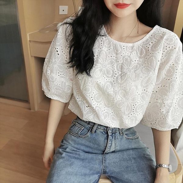 crochet lace o neck women blouses puff sleeve embroidery korean sweet loose white hollow out elegant vintage x270
crochet lace o neck women blouses puff sleeve embroidery korean sweet loose white hollow out elegant vintage x270