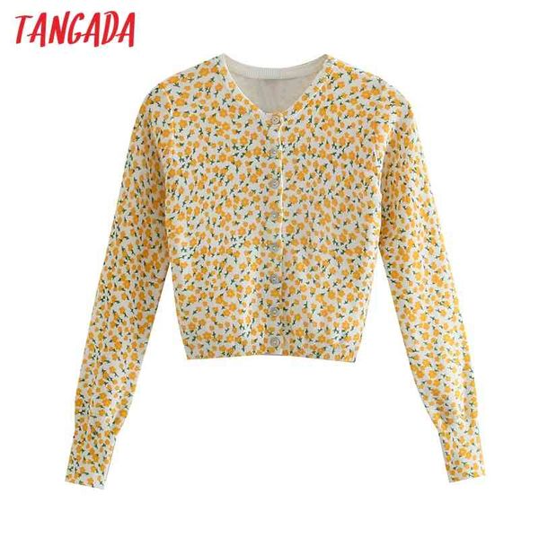 women yellow floral jacquard cropped knitted cardigan jumper vintage long sleeve female chic be486 210416, White;black
women yellow floral jacquard cropped knitted cardigan jumper vintage long sleeve female chic be486 210416, White;black