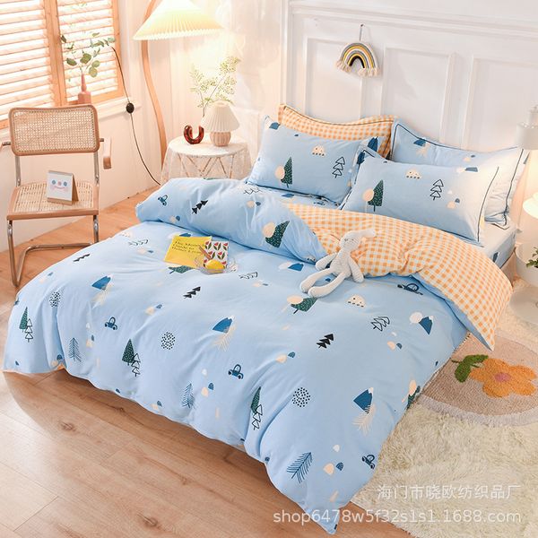 autumn winter thickened pure four piece set of all cotton ecological sing bedding and fitted sheet
autumn winter thickened pure four piece set of all cotton ecological sing bedding and fitted sheet
