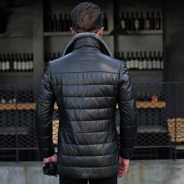 men's leather & faux winter genuine jacket men sheepskin warm down coat real sheep fur collar jackets 17s755 yy374, Black
men's leather & faux winter genuine jacket men sheepskin warm down coat real sheep fur collar jackets 17s755 yy374, Black