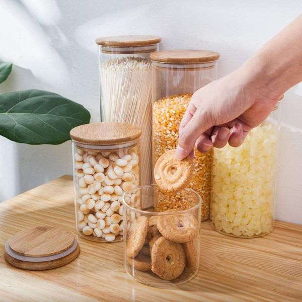 storage bottles & jars candy jar for spices glass transparent container with bamboo lid sealed canister kitchen cookies salt grain organizer
storage bottles & jars candy jar for spices glass transparent container with bamboo lid sealed canister kitchen cookies salt grain organizer