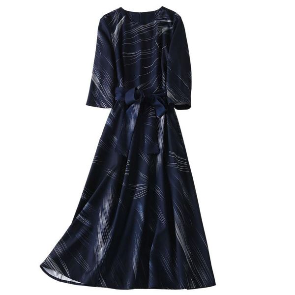 casual dresses designer fashion women plus size clothing o-neck 3/4-sleeved sash belt mid-calf print navy dress, Black;gray
casual dresses designer fashion women plus size clothing o-neck 3/4-sleeved sash belt mid-calf print navy dress, Black;gray