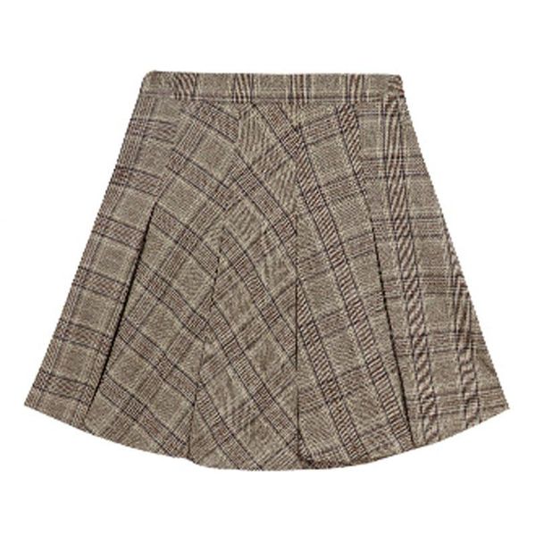 women mini skirts plaid chic elegant zipper pleated shorts blended yellow khaki s0254, Black
women mini skirts plaid chic elegant zipper pleated shorts blended yellow khaki s0254, Black