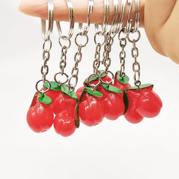 2021 fashion keychain red cherry resin key chain bag pendant simulation fruit diy accessories gifts, Silver
2021 fashion keychain red cherry resin key chain bag pendant simulation fruit diy accessories gifts, Silver