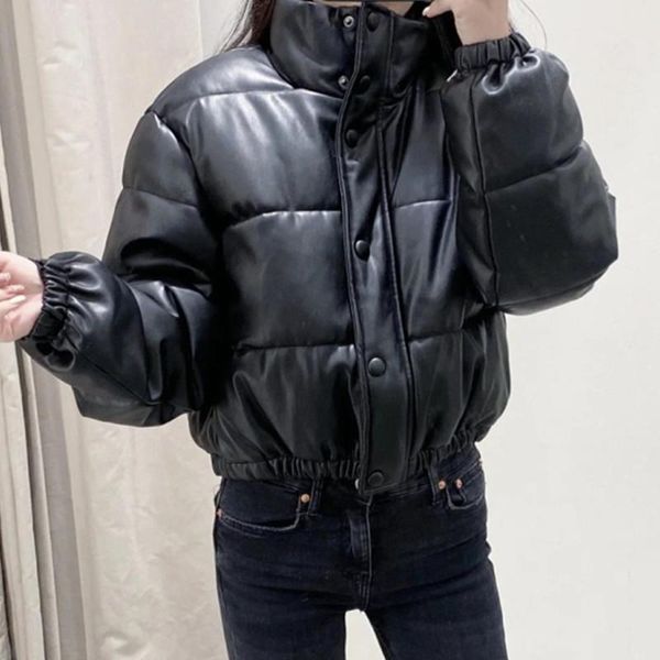 women's down & parkas long sleeve fashion european and american temperament commuter zipper cotton imitation leather cotton-padded jack, Black
women's down & parkas long sleeve fashion european and american temperament commuter zipper cotton imitation leather cotton-padded jack, Black