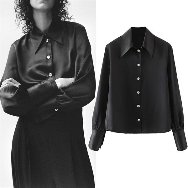 women black satin blouse woman vintage collared button up long sleeve shirt ladies officewear elegant blouses 210519, White
women black satin blouse woman vintage collared button up long sleeve shirt ladies officewear elegant blouses 210519, White