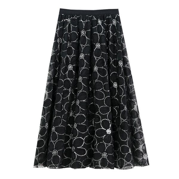 spring elastic high waist slimming simple casual lace skirt temperament all-match women a-line long skirts, Black
spring elastic high waist slimming simple casual lace skirt temperament all-match women a-line long skirts, Black